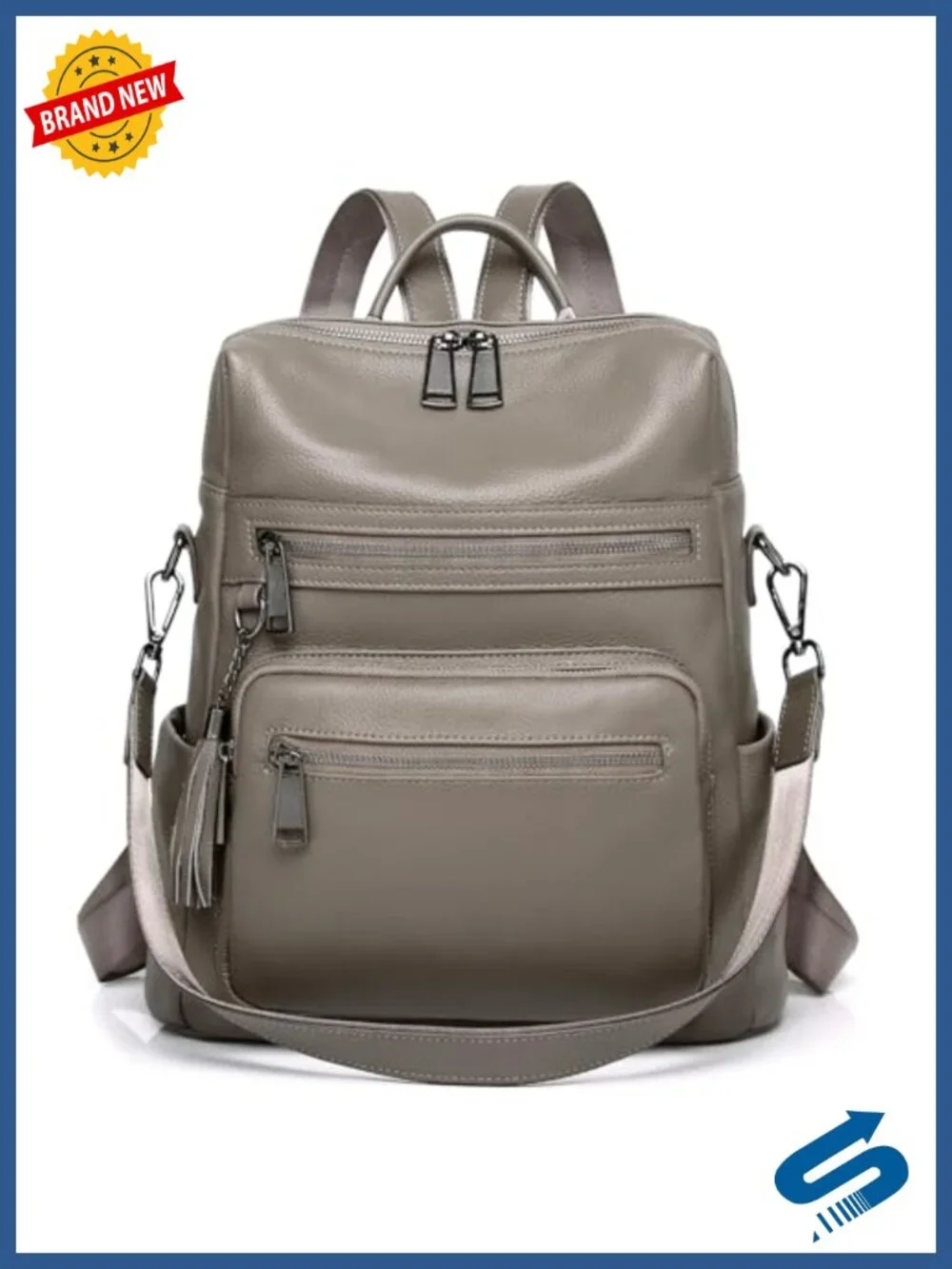 Genuine Leather Convertible Backpack Shoulder Bag Travel Daypack